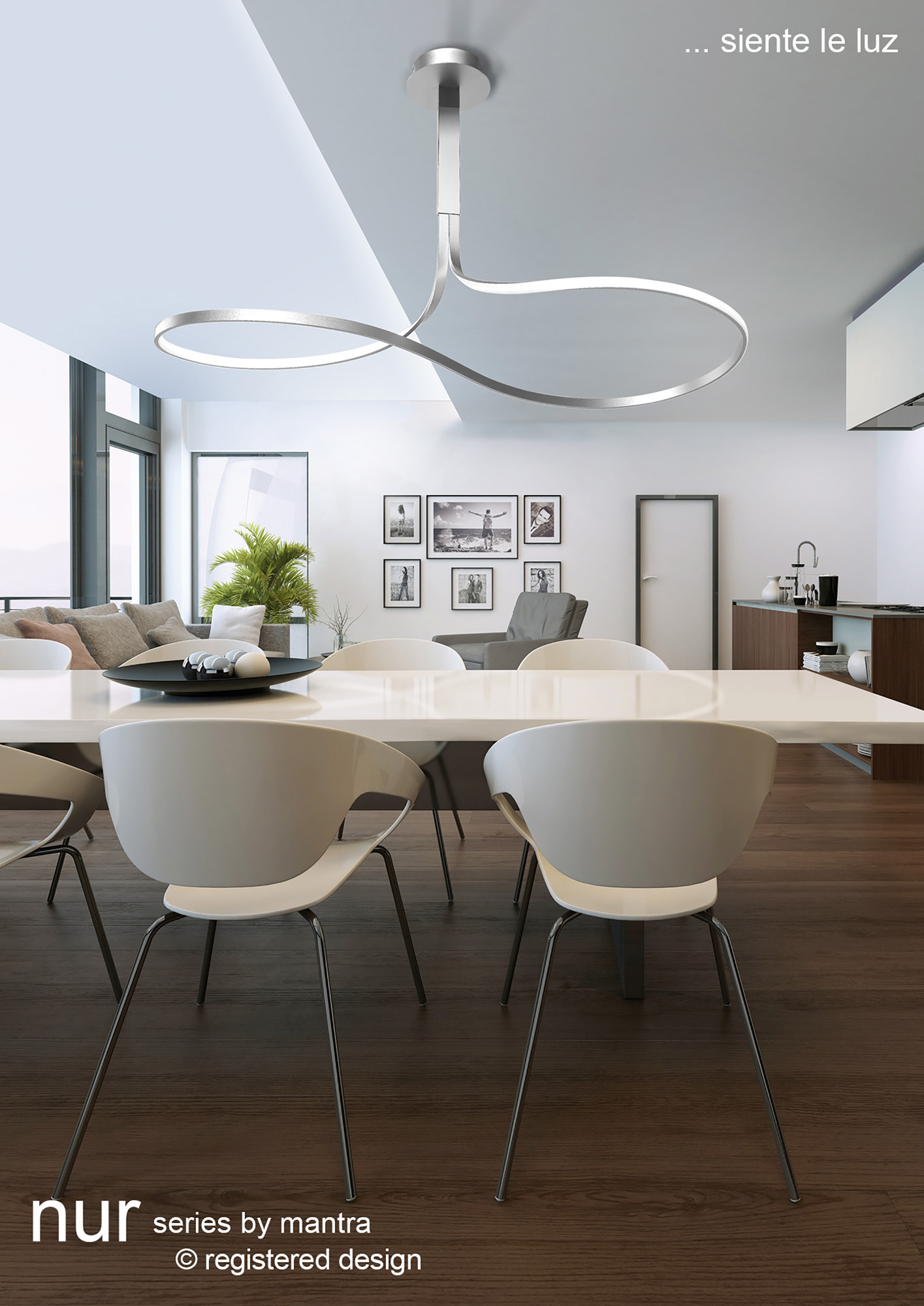 Nur Silver XL Ceiling Lights Mantra Semi Flush Fittings